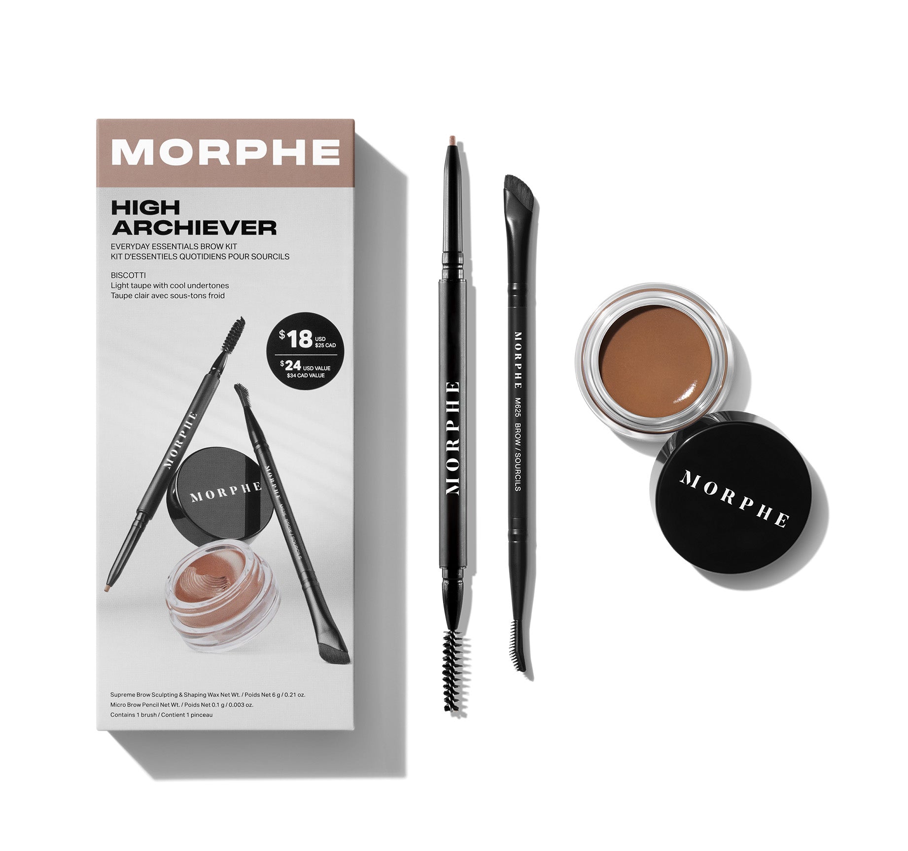 Morphe Brows High Archiever Everyday Essentials Brow Kit kit sourcils Latte