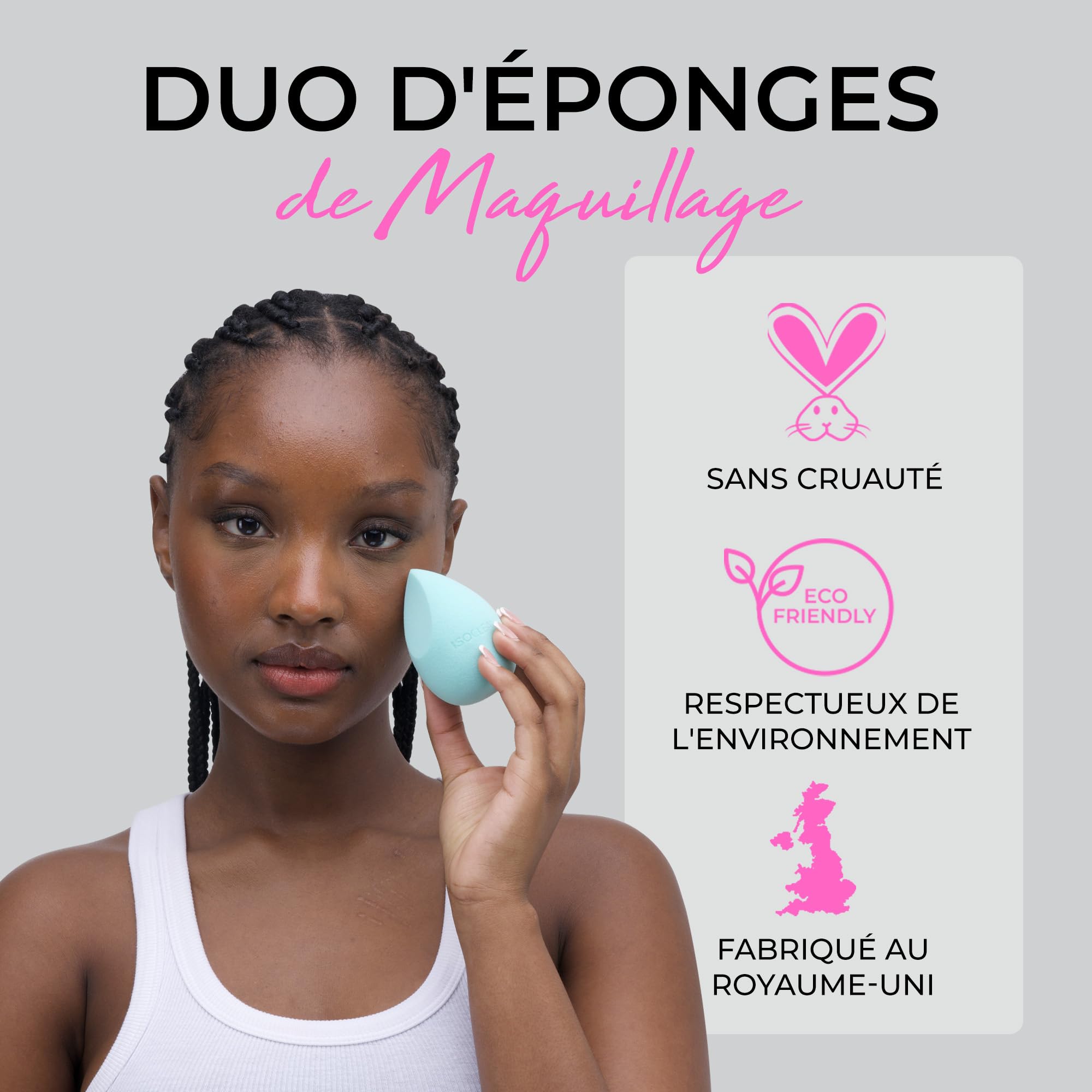 TYVEK ISOCLEAN Makeup Sponges éponge maquillage Aqua lot de 2 mousse douce