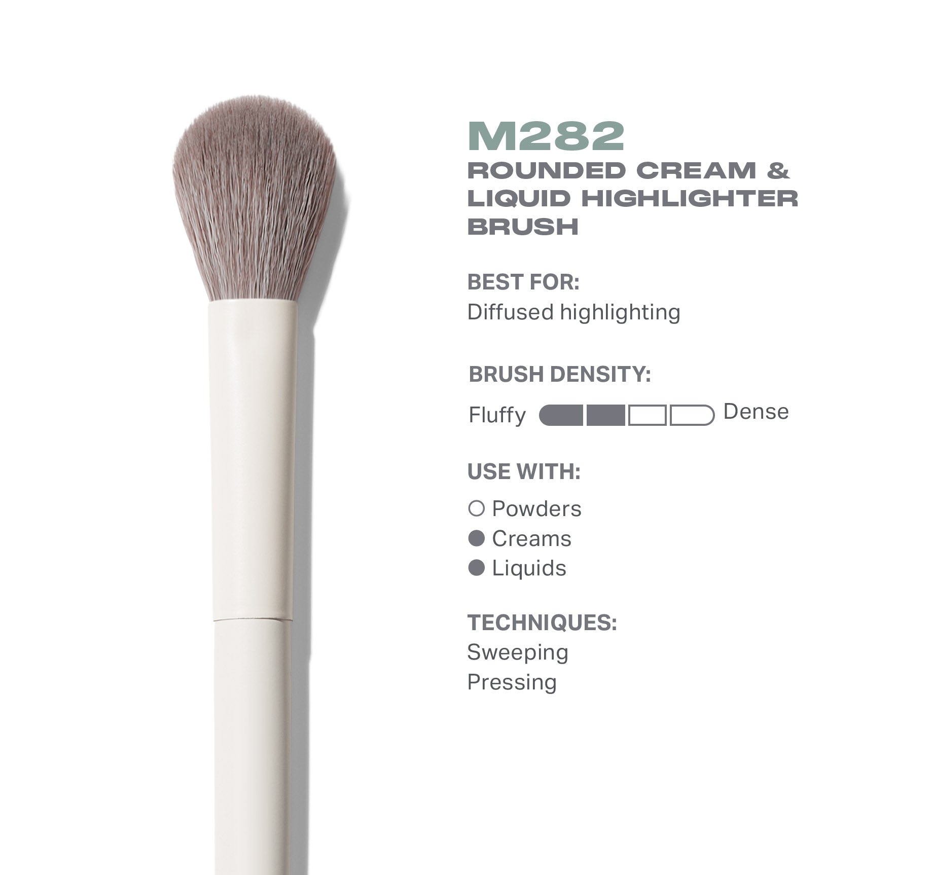 Morphe Face Brushes M282 Rounded Cream & Liquid Highlight Brush pinceau illuminateur, textures crème et liquide