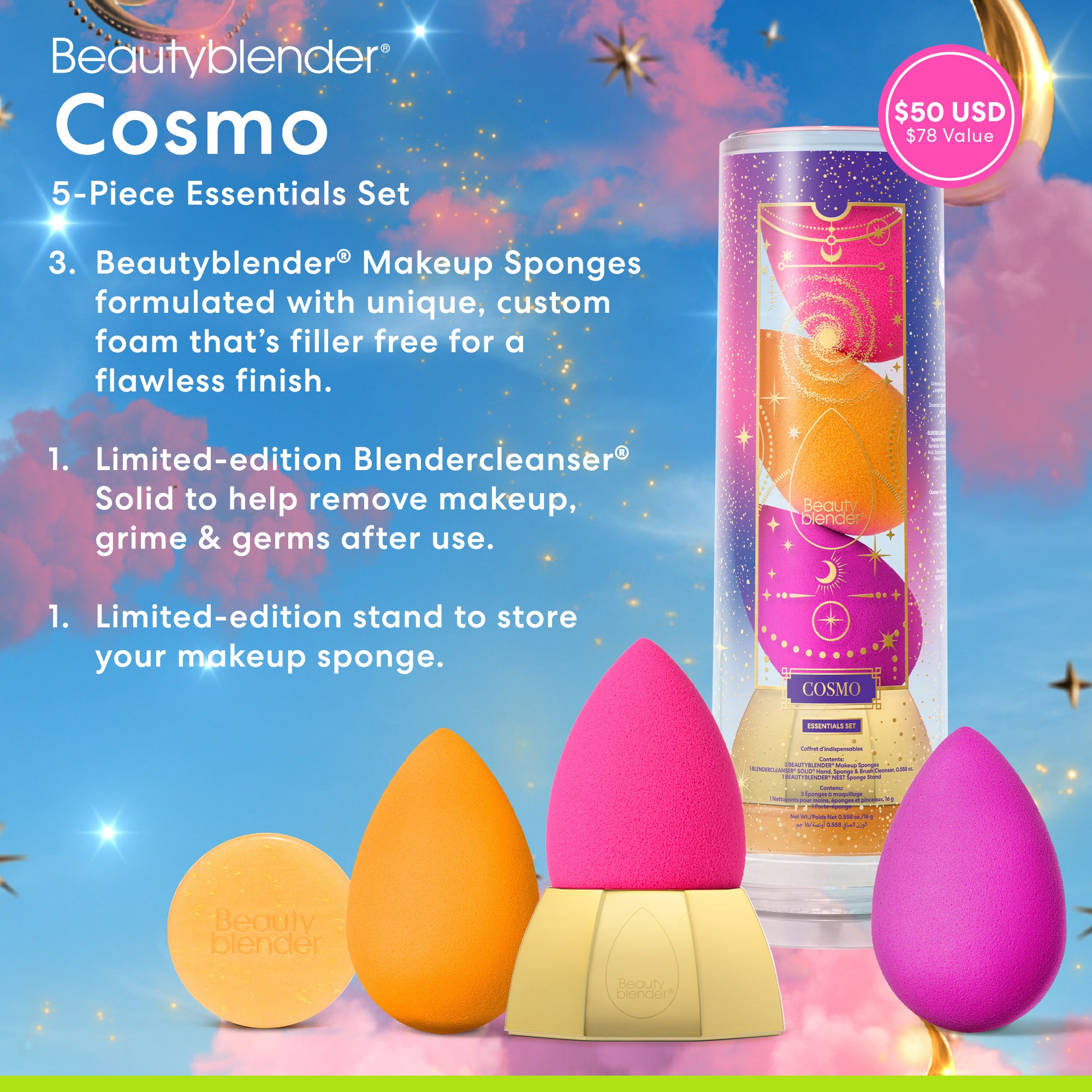 Beautyblender Original Cosmo 5-Piece Essentials Set 5 pièces