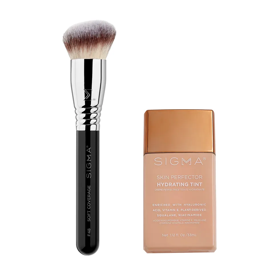 Sigma Face Makeup Skin Perfector Duo duo teint hydratant teinte 1 Fair Ivory avec pinceau