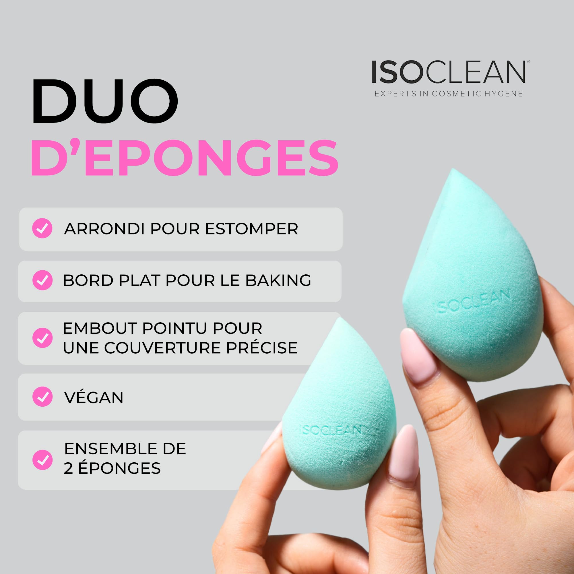 TYVEK ISOCLEAN Makeup Sponges éponge maquillage Aqua lot de 2 mousse douce