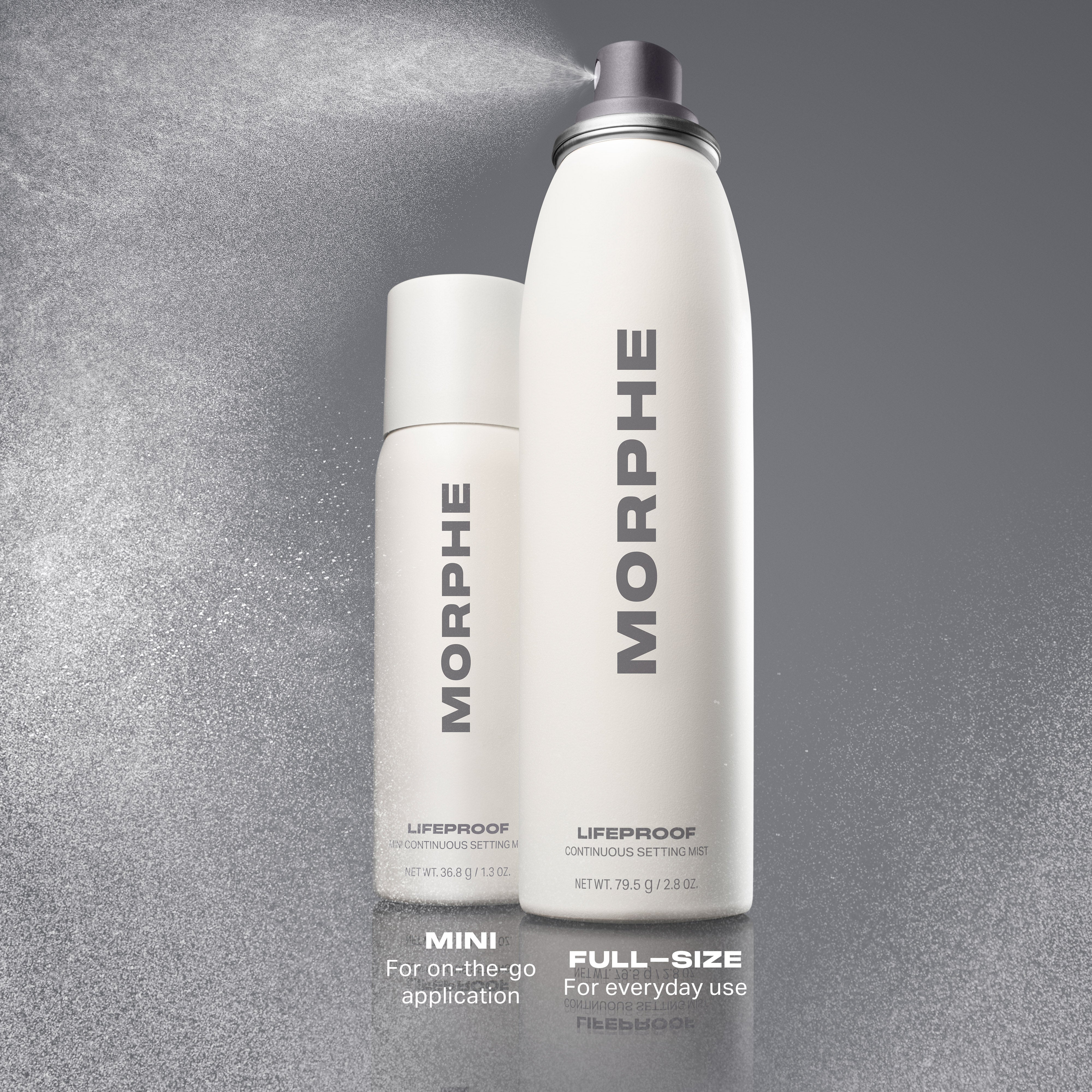 Morphe Prep & Set Lifeproof Continuous Setting Mist spray fixateur Mini 1,3 oz sans alcool