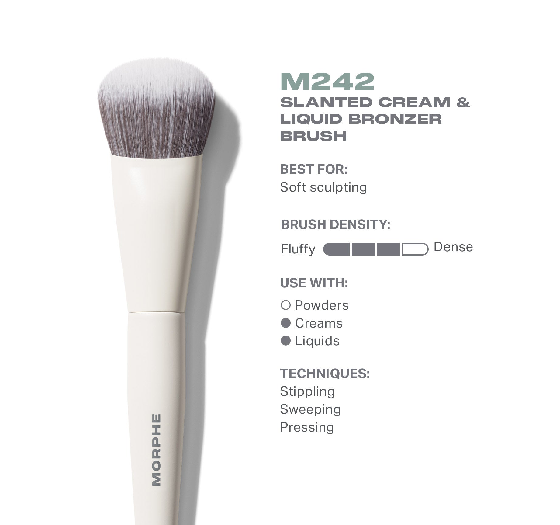 Morphe Face Brushes M242 Slanted Cream & Liquid Bronzer Brush pinceau bronzer