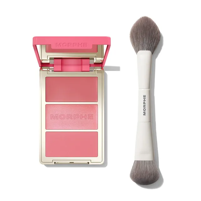 Morphe Bundles Cheek Thrills Trios + Dual-Ended Blush Brush trio blush Poolside Spritz