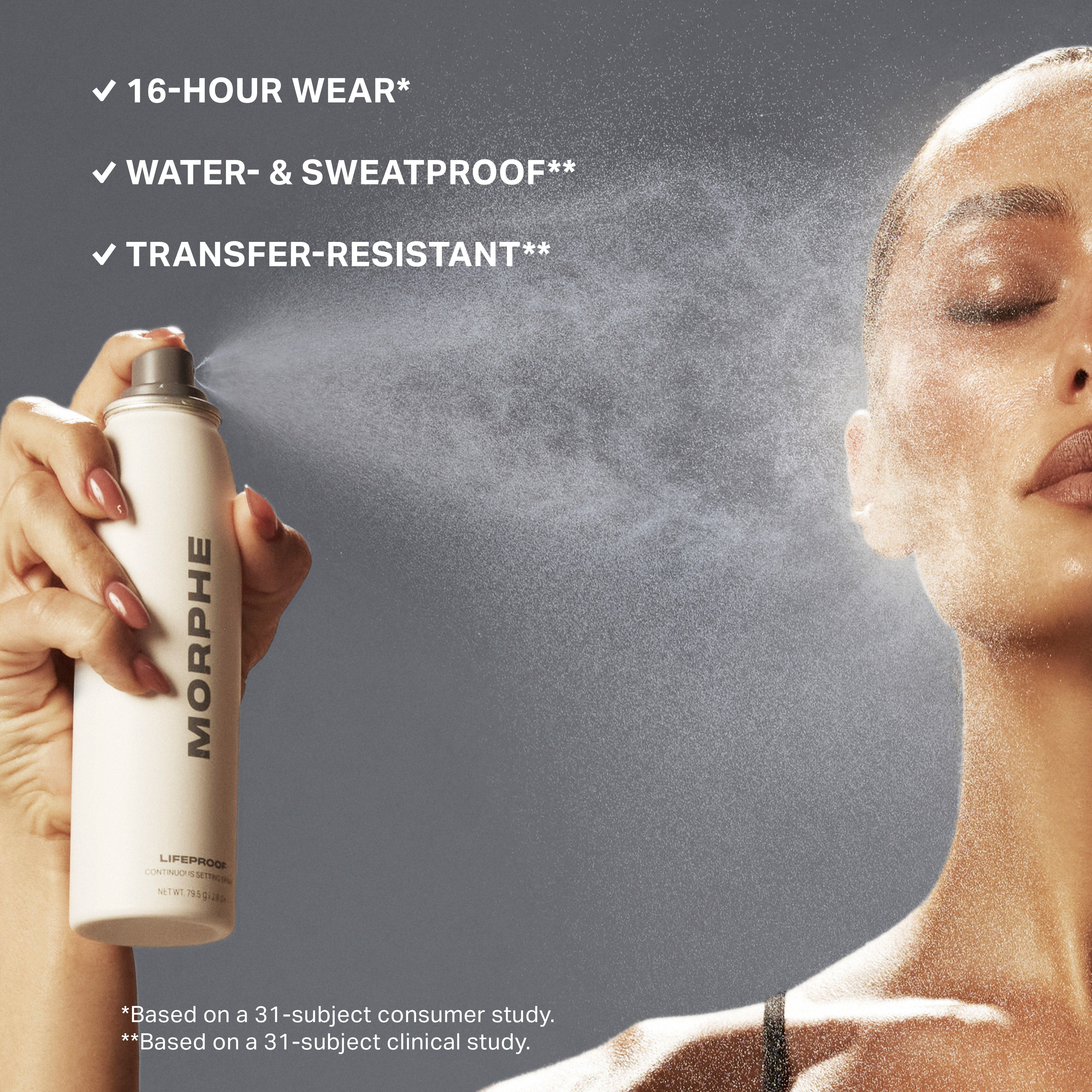 Morphe Prep & Set Lifeproof Continuous Setting Mist spray fixateur Mini 1,3 oz sans alcool