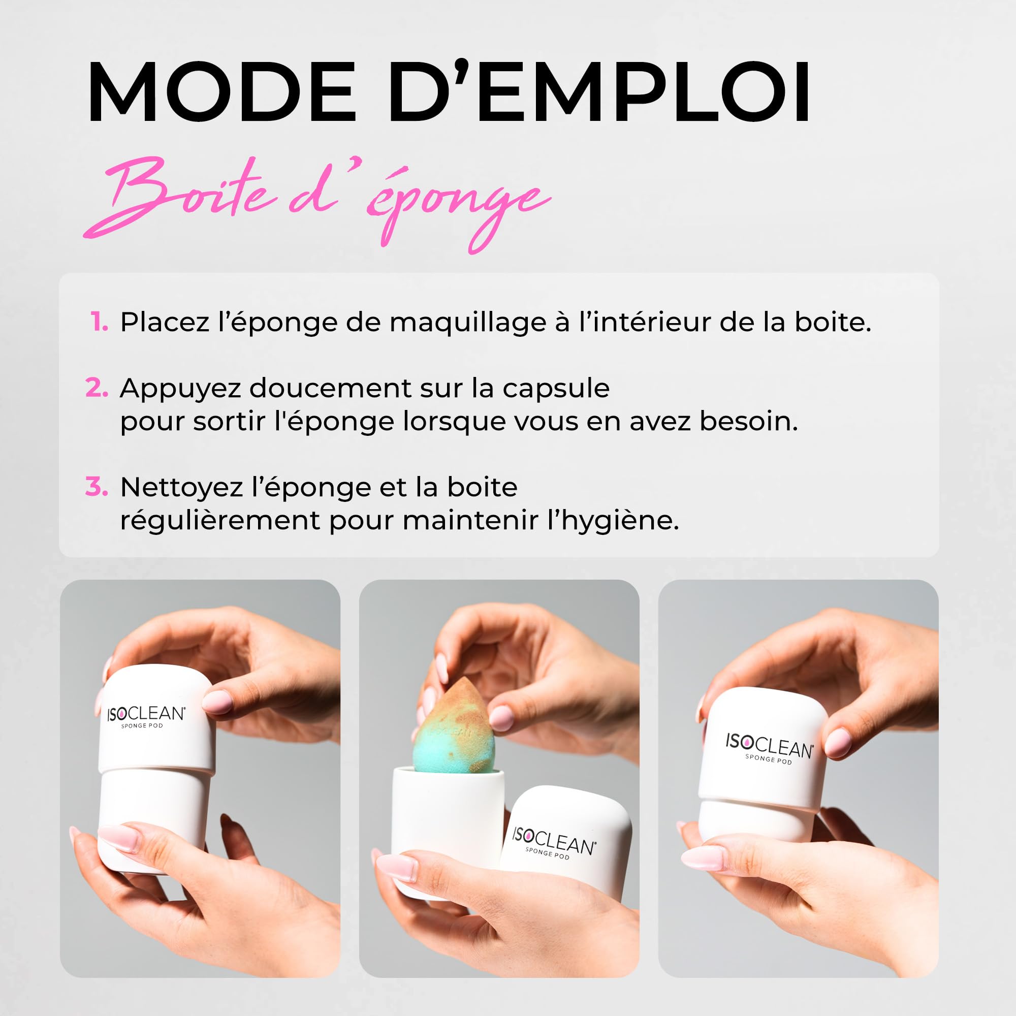 TYVEK ISOCLEAN Makeup Accessories étui éponge maquillage silicone blanc ventilé