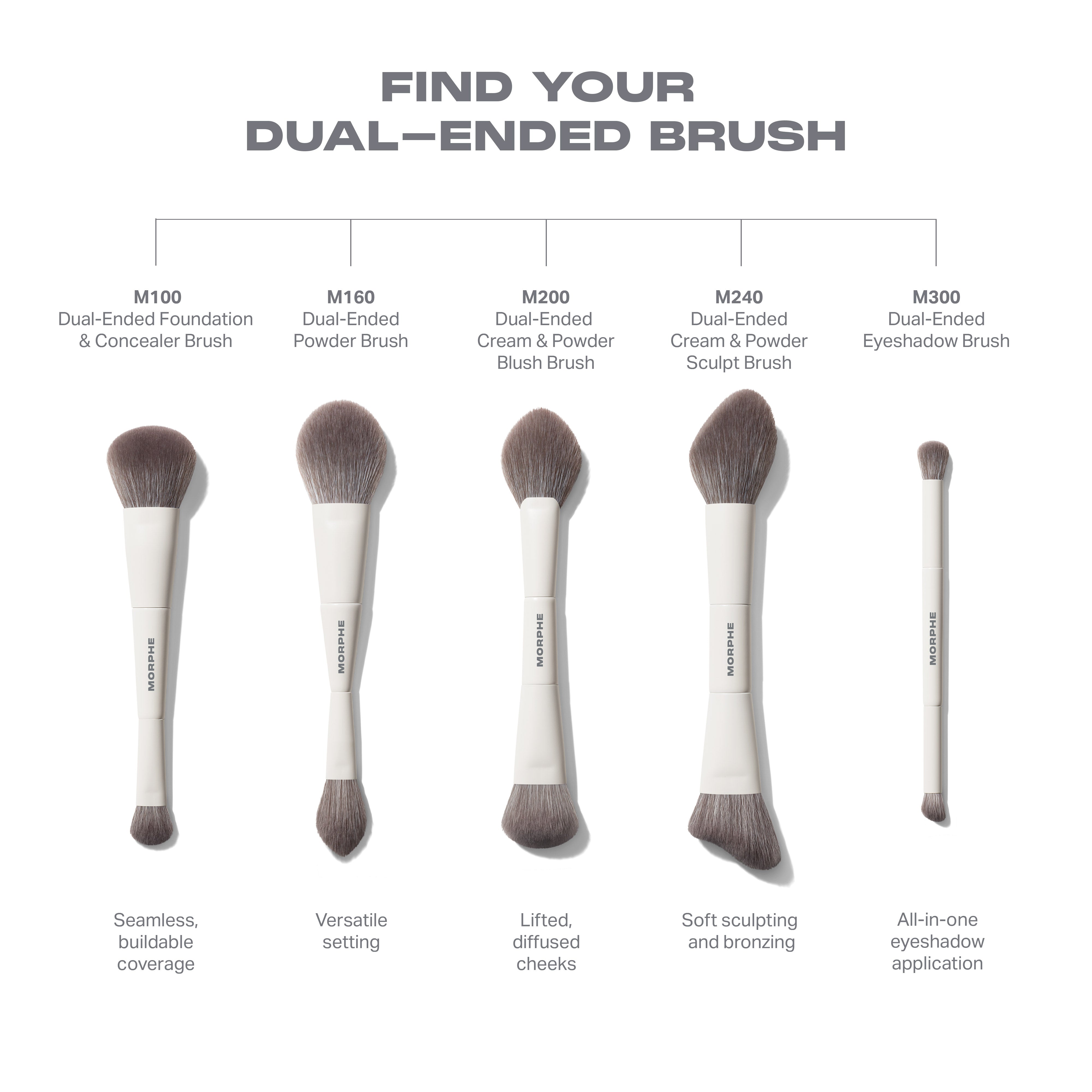 Morphe Brush Sets Dual-Ended Brush Bundle set de pinceaux 5 pinceaux double embout