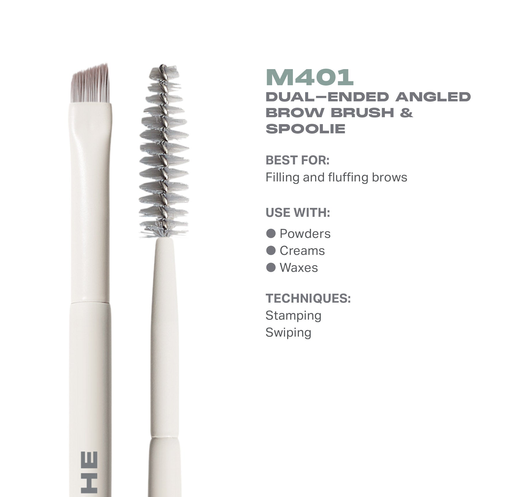 Morphe Brows M401 Dual-Ended Angled Brow Brush & Spoolie pinceau sourcils double embout