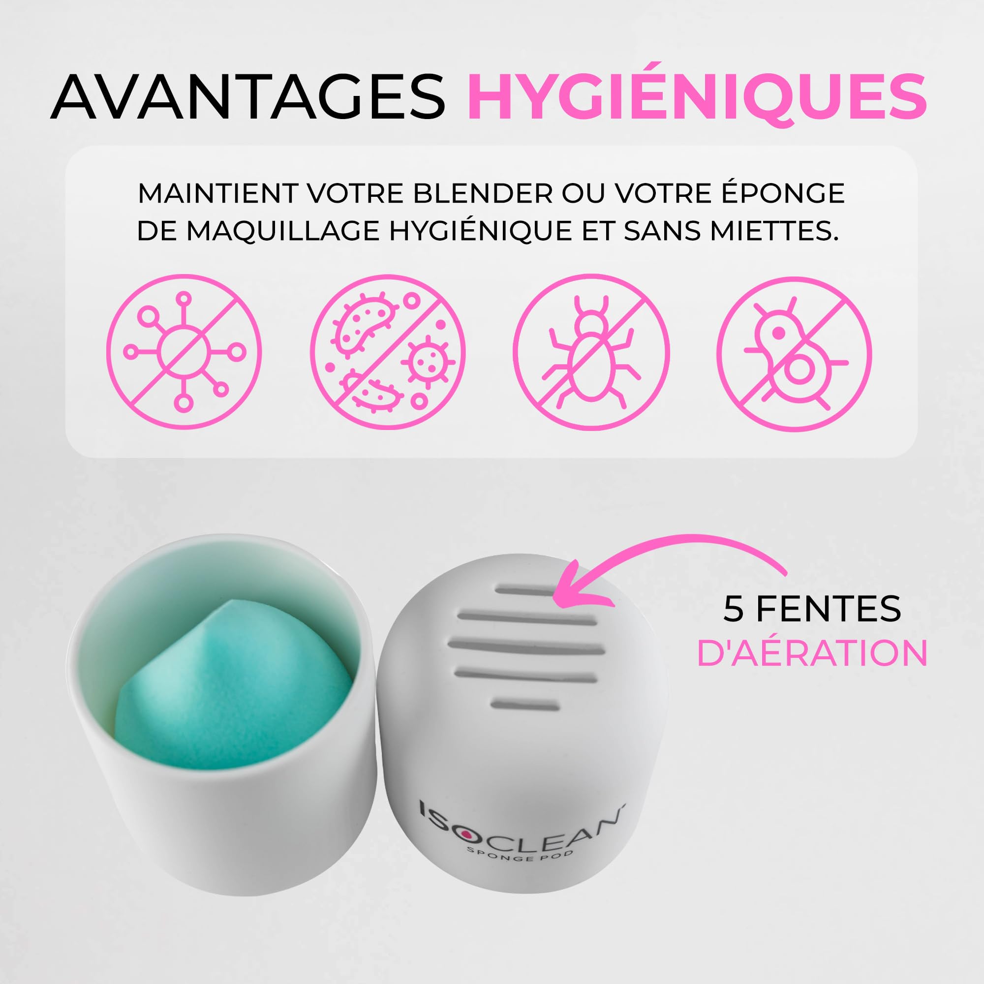 TYVEK ISOCLEAN Makeup Accessories étui éponge maquillage silicone blanc ventilé