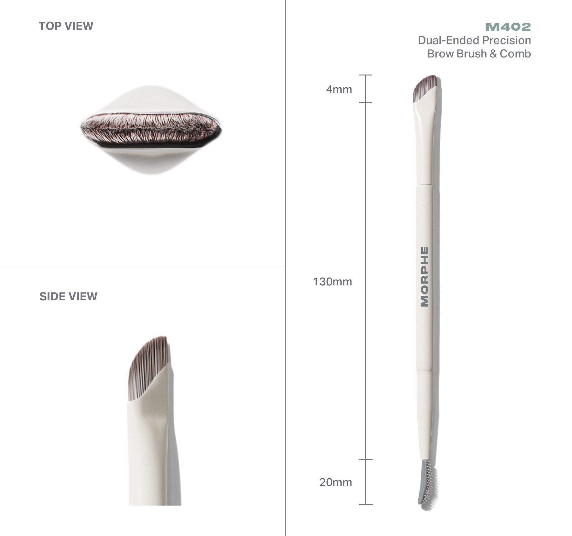 Morphe Brows M402 Dual-Ended Precision Brow Brush & Comb pinceau à sourcils double