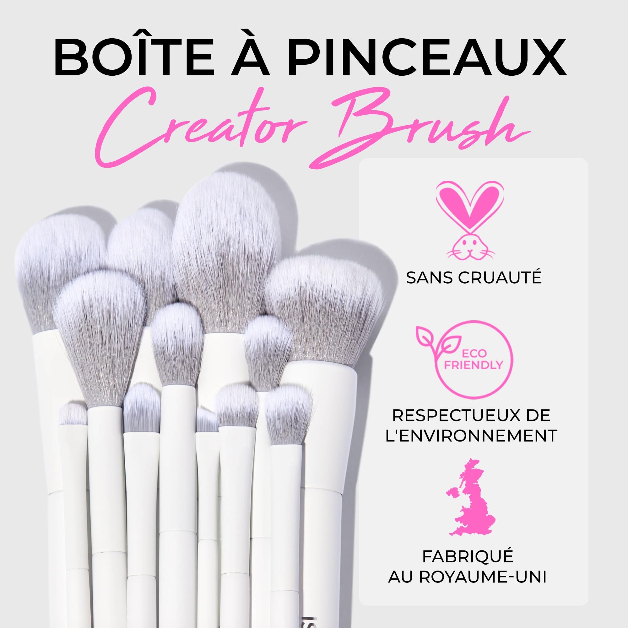 TYVEK ISOCLEAN Makeup Accessories Lot de 12 pinceaux de maquillage avec étui