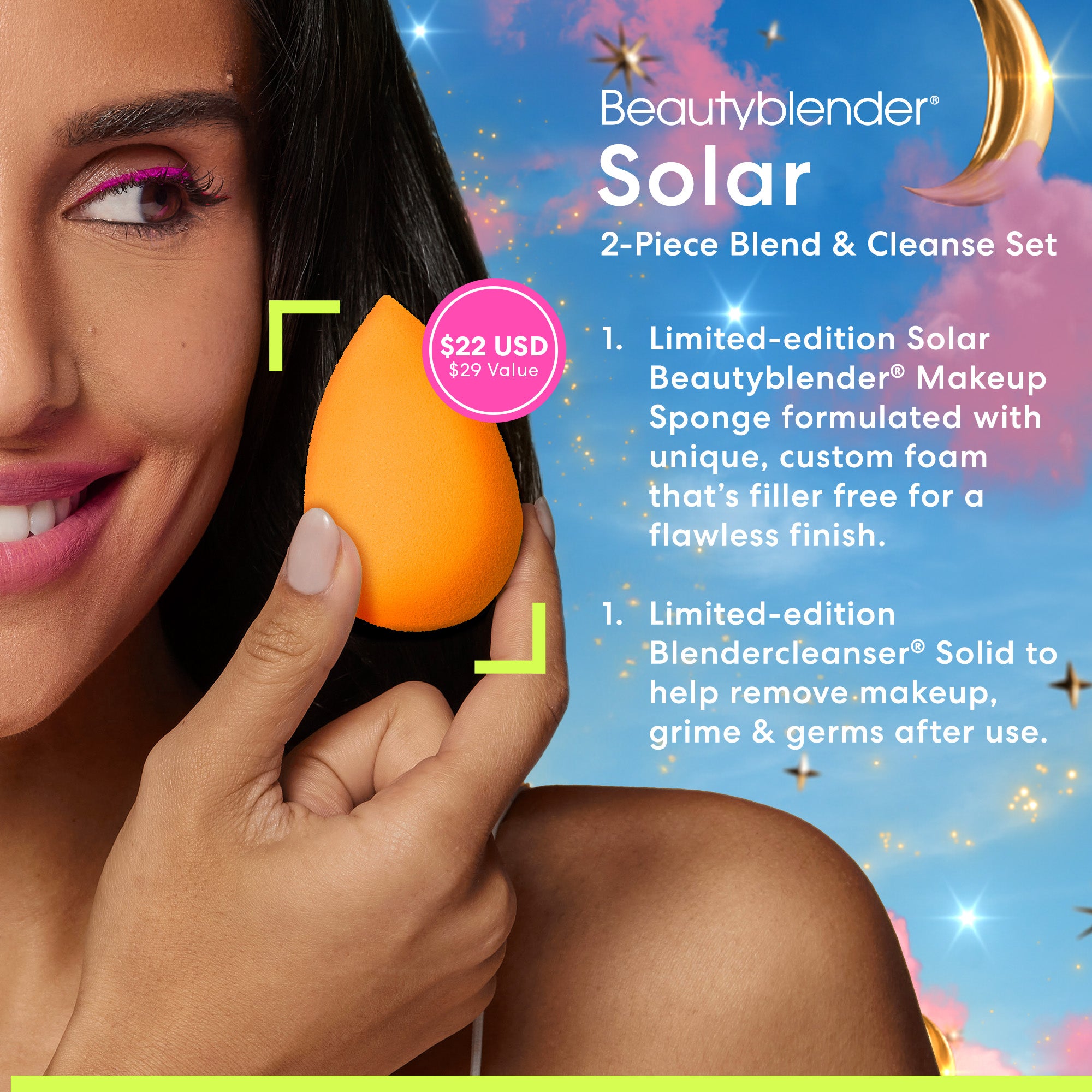 Beautyblender Blendercleanser Solar 2-Piece Blend & Cleanse Set éponge et nettoyant