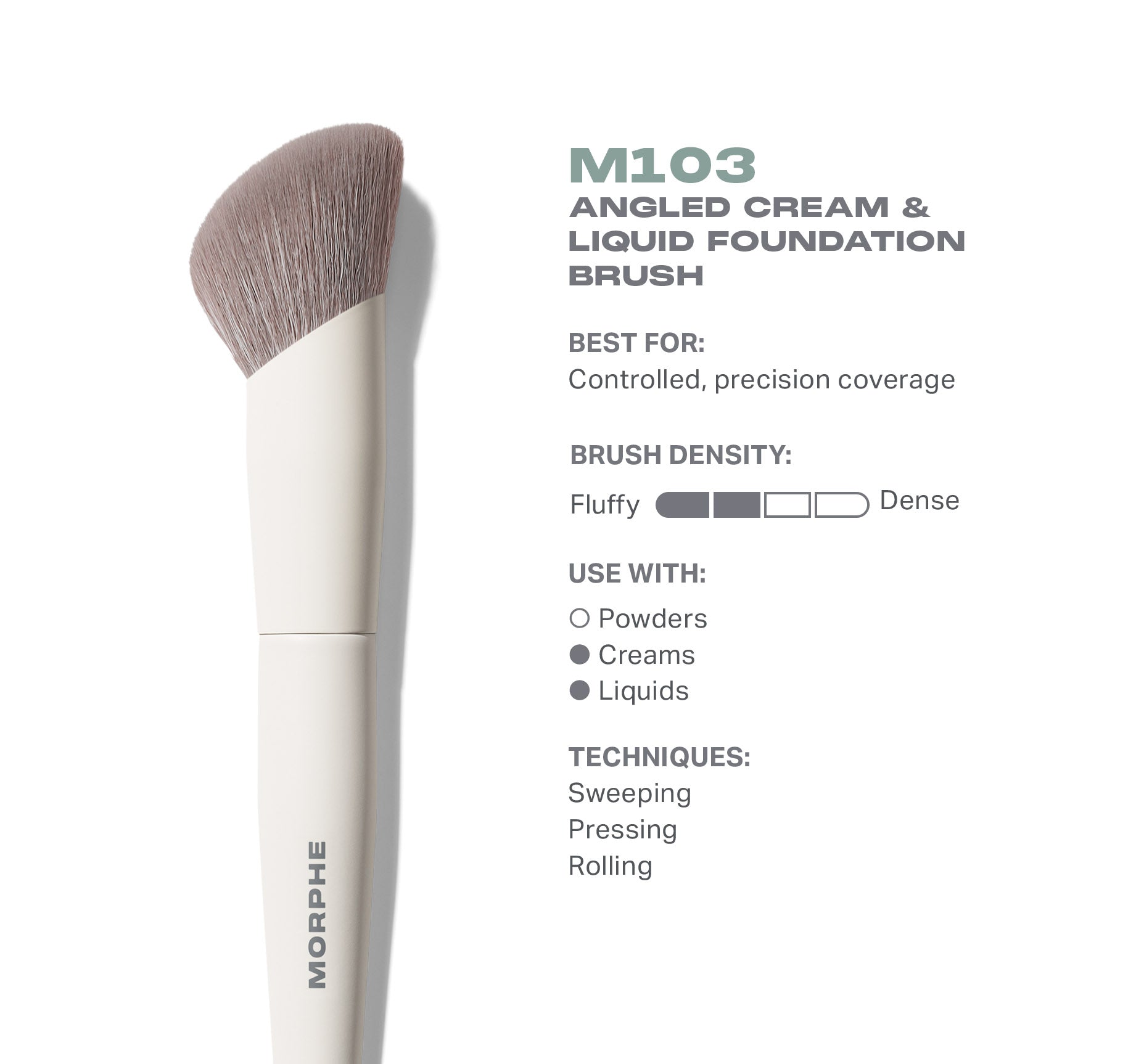 Morphe Face Brushes M103 Angled Cream & Liquid Foundation Brush pinceau fond de teint biseauté