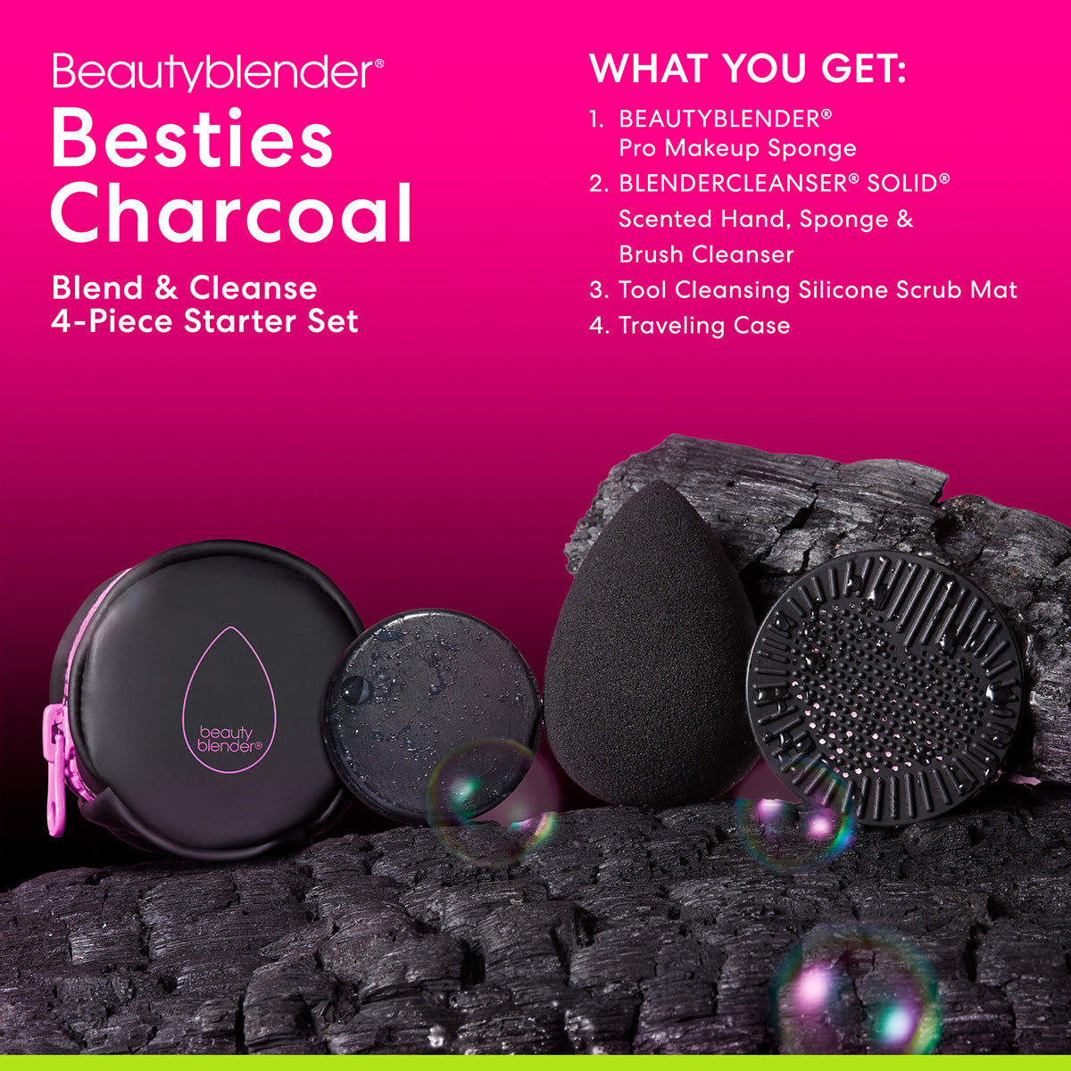 Beautyblender Blendercleanser Besties Charcoal Blend & Cleanse 4-Piece Starter Set kit nettoyage