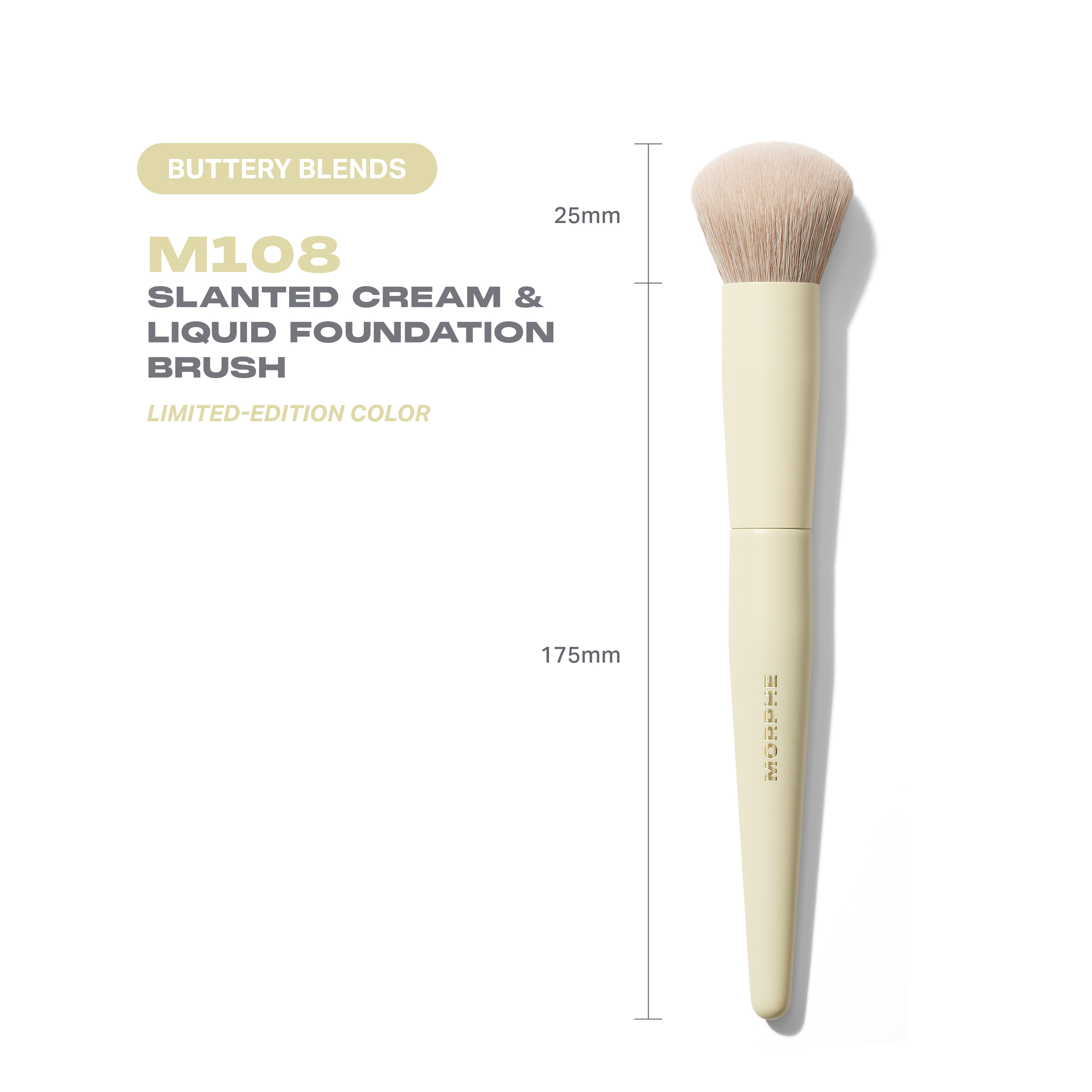 Morphe Face Brushes Buttery Blends M108 Slanted Foundation Brush pinceau fond de teint, jaune beurre