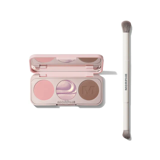 Morphe ChromaPlus Eyeshadow Trio & M300 Dual-Ended Eyeshadow Brush Bundle palette fards Tulle Order