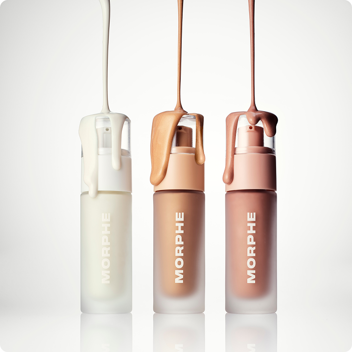 Morphe Cheek Complexion Boost Bronze & Glow Bundle coffret sérums bronzant et glow, pinceau double embout