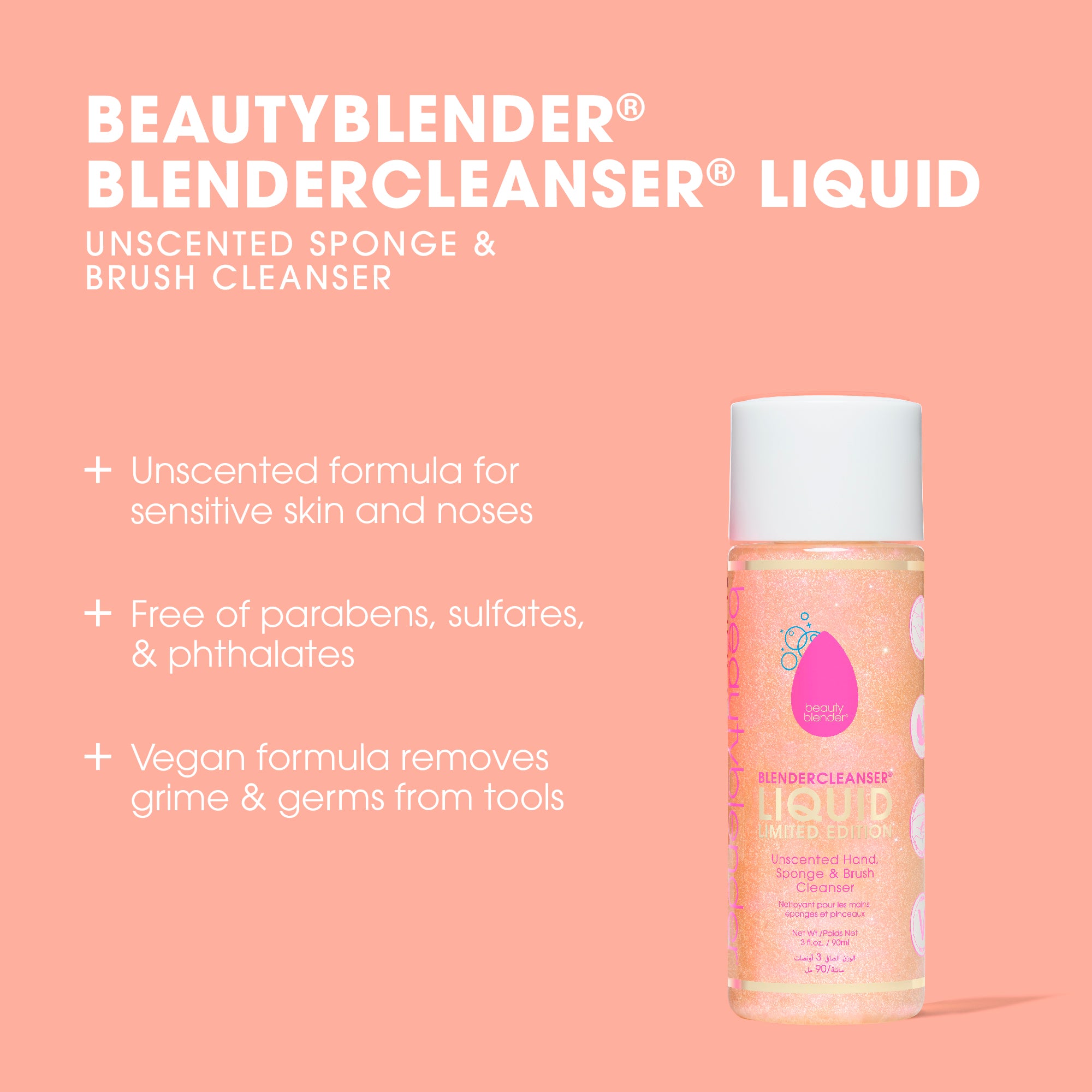 Beautyblender Blendercleanser Blendercleanser® Liquid Iridescent Pink nettoyant éponge et pinceaux