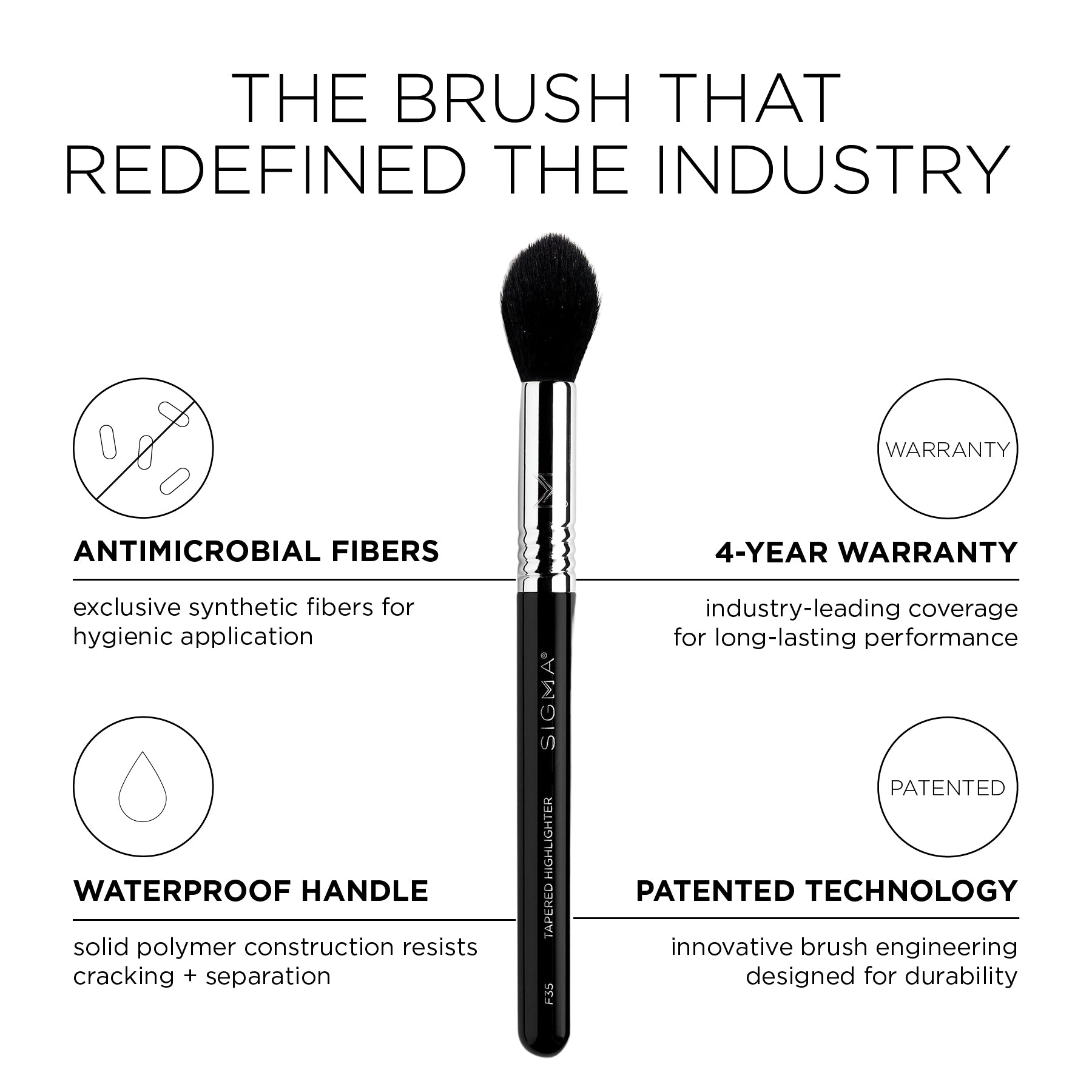 Sigma Face Brushes F35 Tapered Highlighter Brush pinceau illuminateur précis
