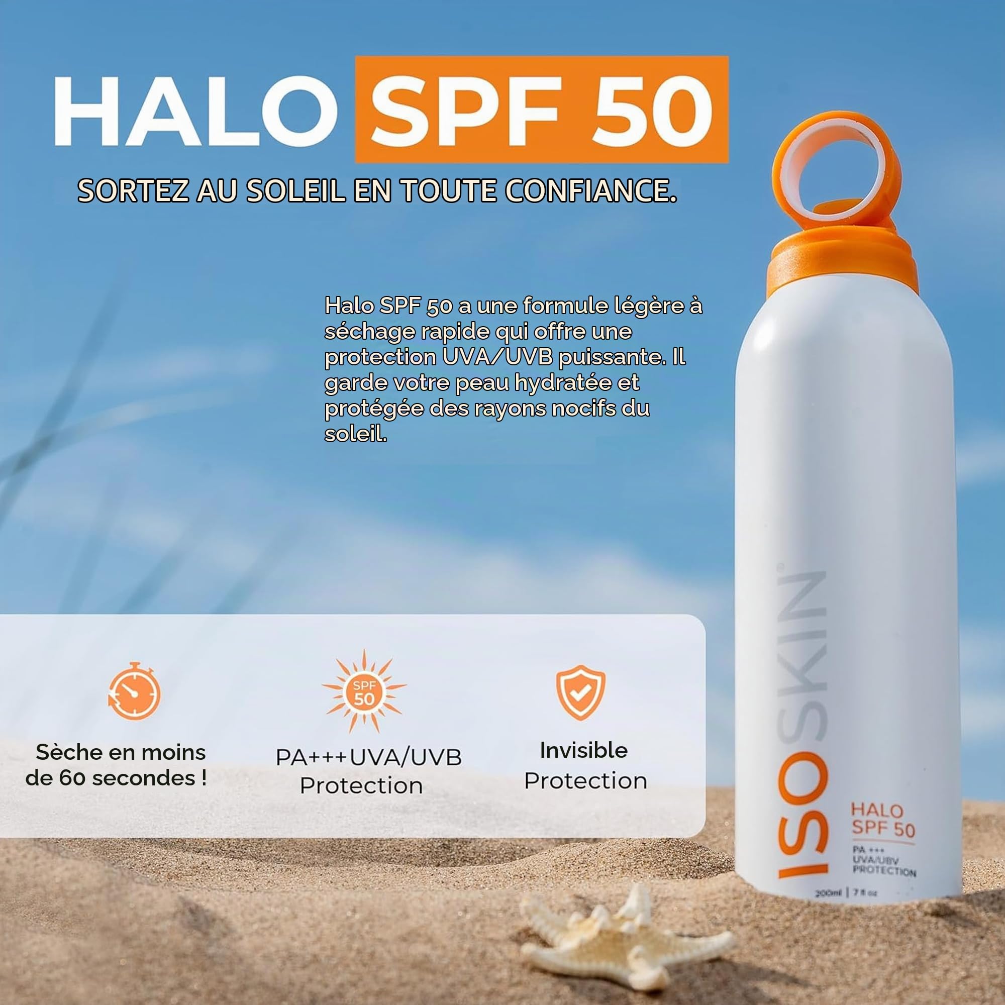 TYVEK ISOCLEAN Makeup Accessories IsoSkin Halo SPF 50 spray solaire visage résistant à l’eau