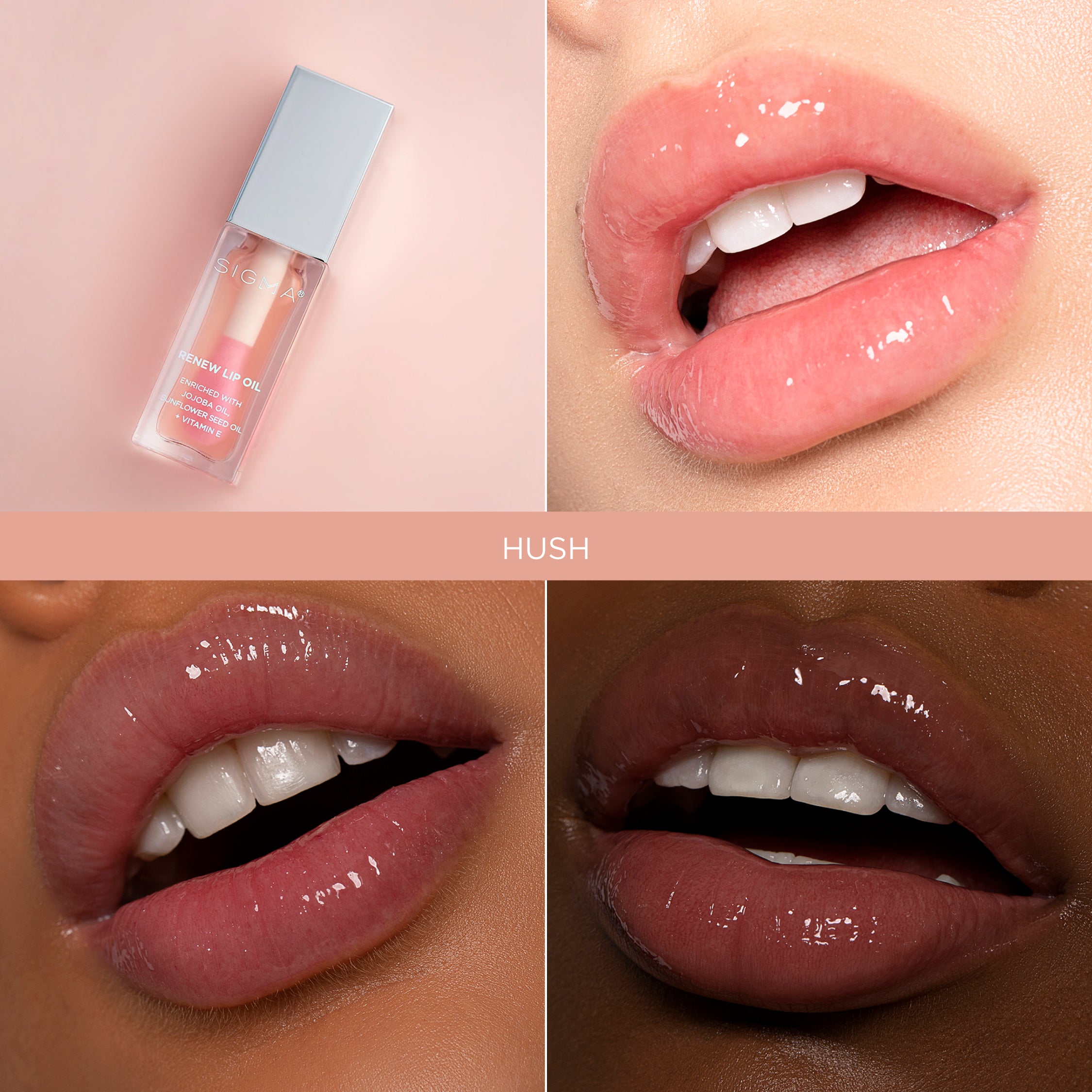 Sigma Lip Makeup Renew Lip Oil huile lèvres Hush 5,2 g rose transparent