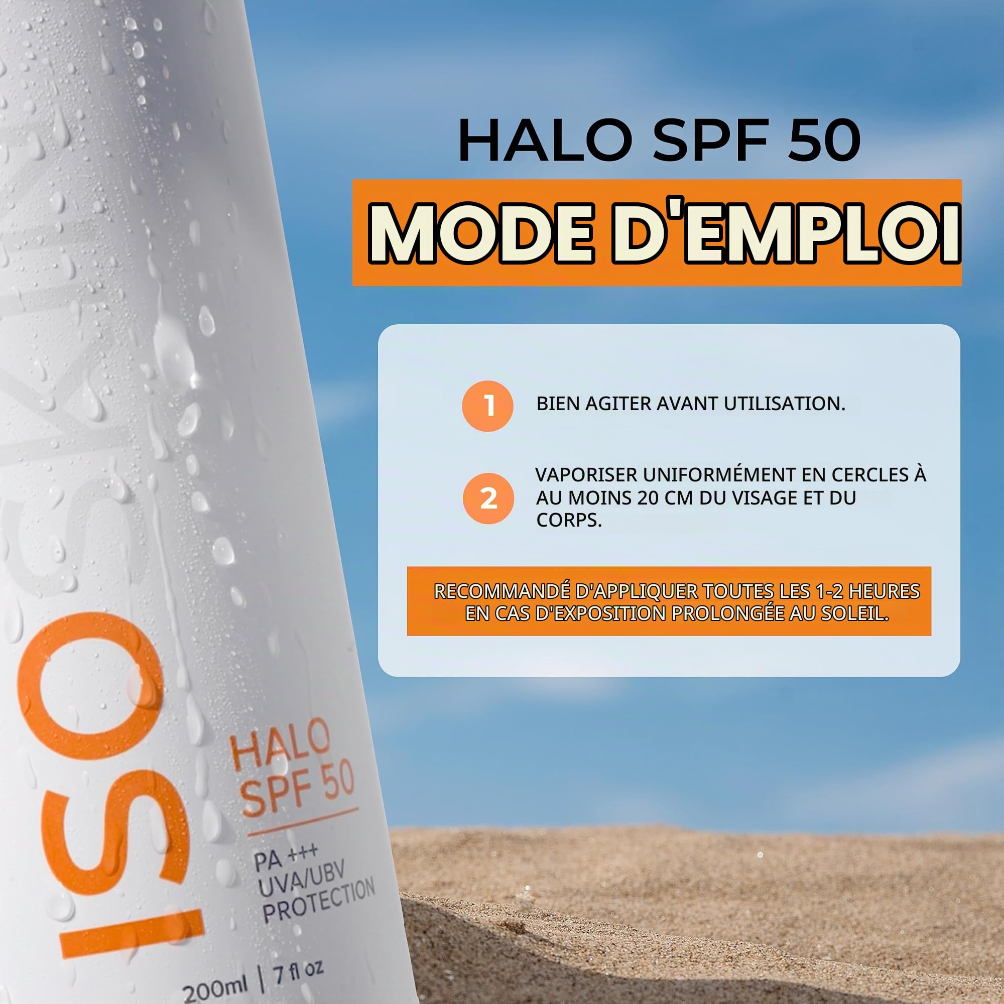 TYVEK ISOCLEAN Makeup Accessories IsoSkin Halo SPF 50 spray solaire visage résistant à l’eau