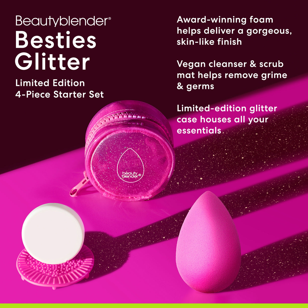 Beautyblender Blendercleanser Besties Glitter Blend & Cleanse 4-Piece Starter Set kit nettoyage