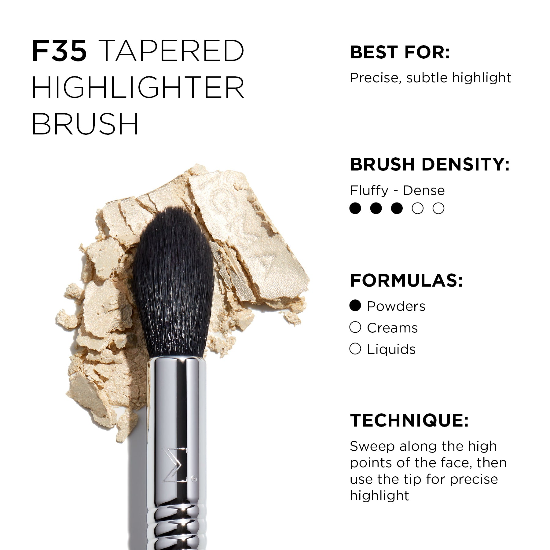 Sigma Face Brushes F35 Tapered Highlighter Brush pinceau illuminateur précis