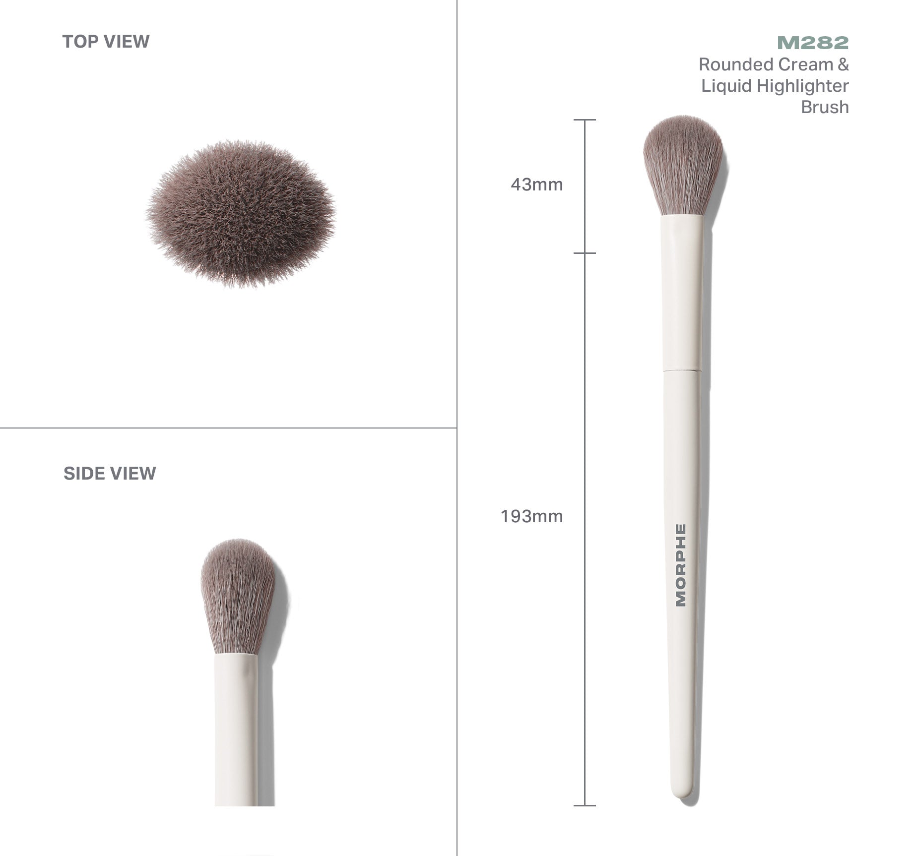 Morphe Face Brushes M282 Rounded Cream & Liquid Highlight Brush pinceau illuminateur, textures crème et liquide