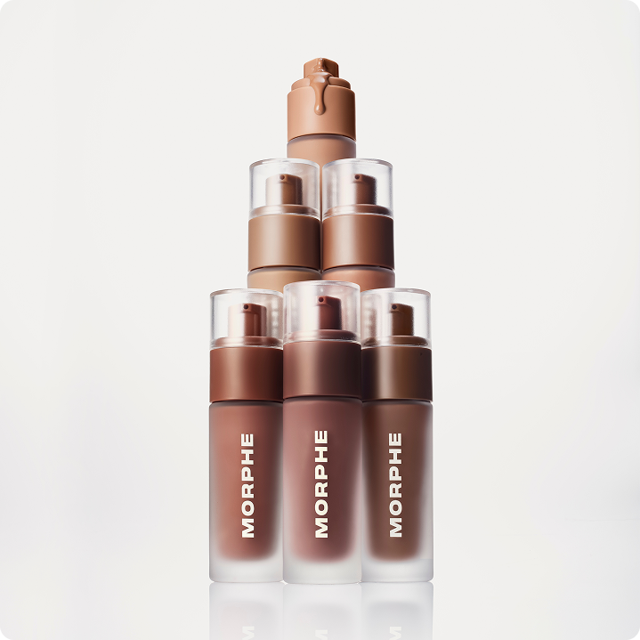 Morphe Cheek Complexion Boost Bronze & Glow Bundle coffret sérums bronzant et glow, pinceau double embout